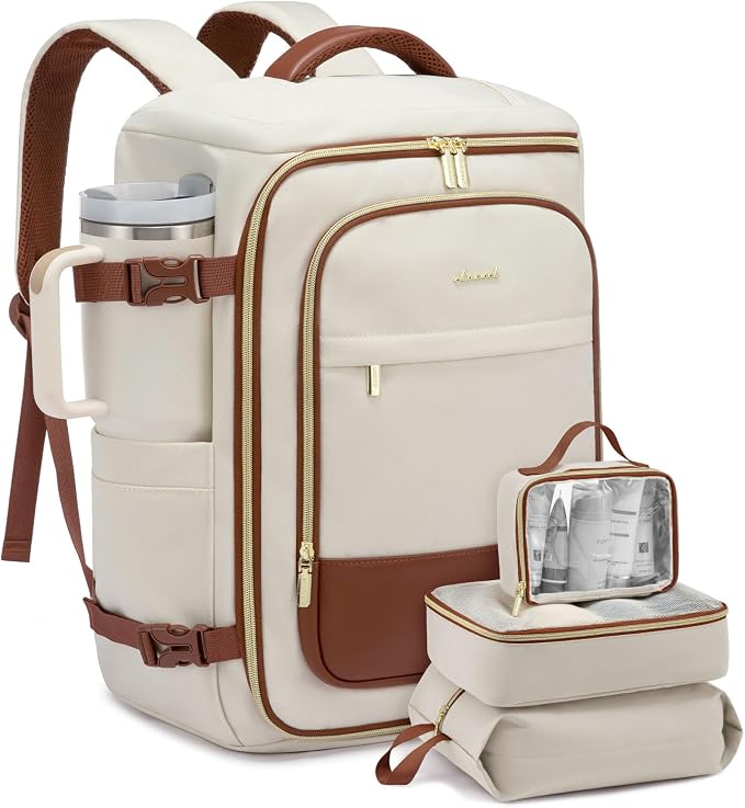 LOVEVOOK 40L Travel Backpack Carry on Flight Approved, Personal Item Bag with 3 Packing Cubes, Travel Backpack for Women Fits 17" Laptop, Water-resistant Carry On Bag for Airplanes by LOVEVOOK