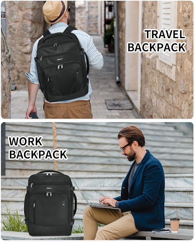 ECOHUB Travel Backpack for Men, 18x14x8 Frontier Airlines Personal Item Bag with Clear Toiletry Bag, Laptop Carry on Backpack with USB Port, Airline Approved Under Seat 14 Pockets 30L, Black - Image 9