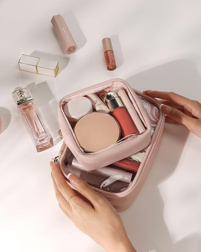 Pocmimut Clear Makeup Bag, Easy to Find Mini Makeup Bag for Purse, Travel Makeup Bag for Car, Compact Cosmetic Pouch for Daily Essentials,Pink - Image 9