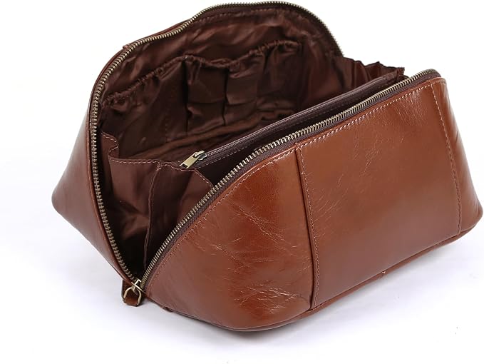 KomalC Luxury Leather Men’s Toiletry Travel Bag – Handmade Shaving Kit with Waterproof Interior, Spacious Storage & Carry Handle – leather travel Kit Bag for Men & Women (Wine) - Image 7