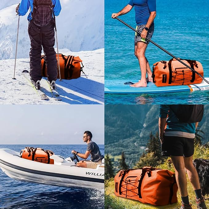 80L Dry Bag Large Waterproof Bag Roll-Top Heavy Duty Fishing Duffel Bag with Durable Straps & Handles for Kayaking Paddle boarding Boating Rafting Fishing - Image 7