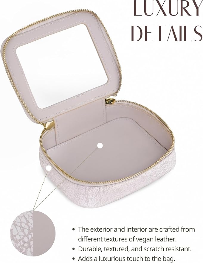 Popvibe Clear Makeup Bag Travel Cosmetic Case Transparent Toiletry Bag with Zipper, Portable Make Up Organizer Traveling Compact Car Bag for Essentials, Light Pink, Mini - Image 5