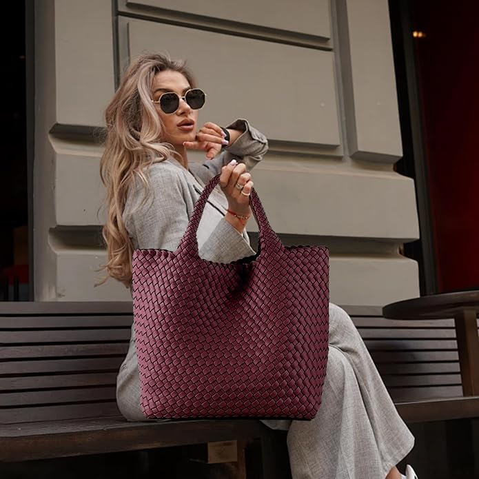 JINMANXUE Fashion Woven Bag Shopper Bag Travel Handbags and Purses Women Tote Bag Large Capacity Shoulder Bags - Image 2