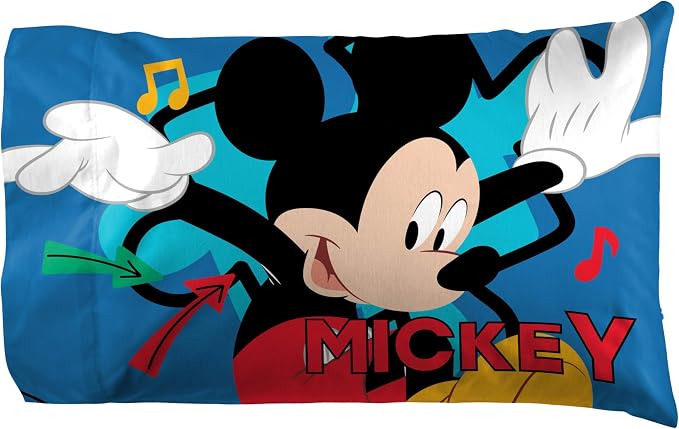 Jay Franco Kids Sheet Set with Fitted, Flat Sheets & Pillow Cover - Ultra-Soft Bedding with Pillowcase for Room Decor, Blue - Mickey Mouse, 3 Piece Twin - Image 4