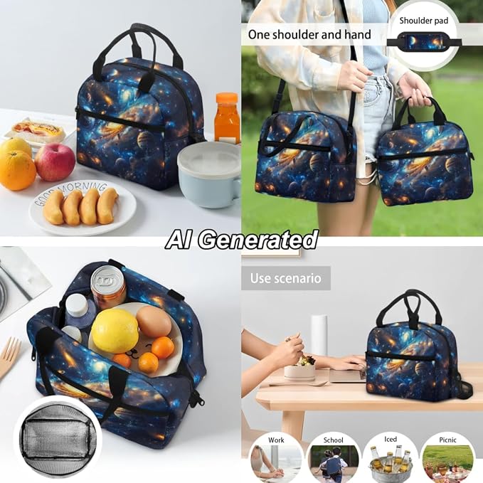 Galaxy Bookbag for Boys Elementary School Backpack for Kids 3Pcs School Bag Set with Lunch Bag and Pencil Box Lightweight Schoolbag Back to School Set - Image 4