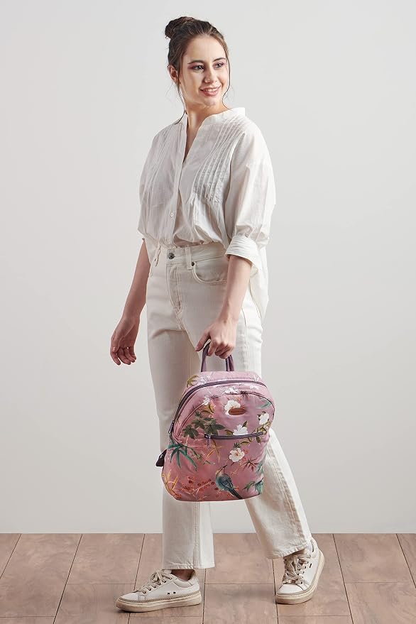 Maison d' Hermine Backpack for Women Men Cotton Shoulder Multipurpose Rucksack with Small Pouch Lightweight Multi Pocket Bag for Travel Work Beach Perfect for Spring Summer (Hokuzai - Violet) - Image 8