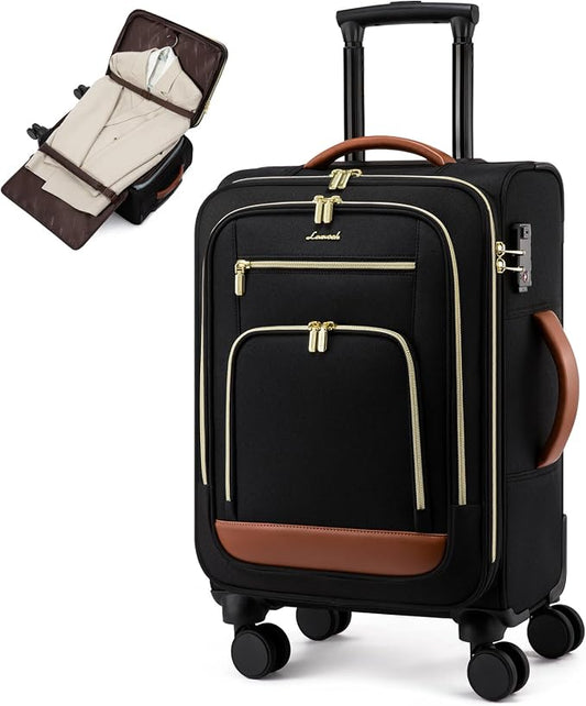 LOVEVOOK 49L Carry on Luggage 22x14x9 Airline Approved, 22 Inch Large Rolling Suitcase with Suit Folder & Spinner Wheels & TSA Lock, Softside Lightweight Underseat Carryon Luggage for Women Men Travel by LOVEVOOK