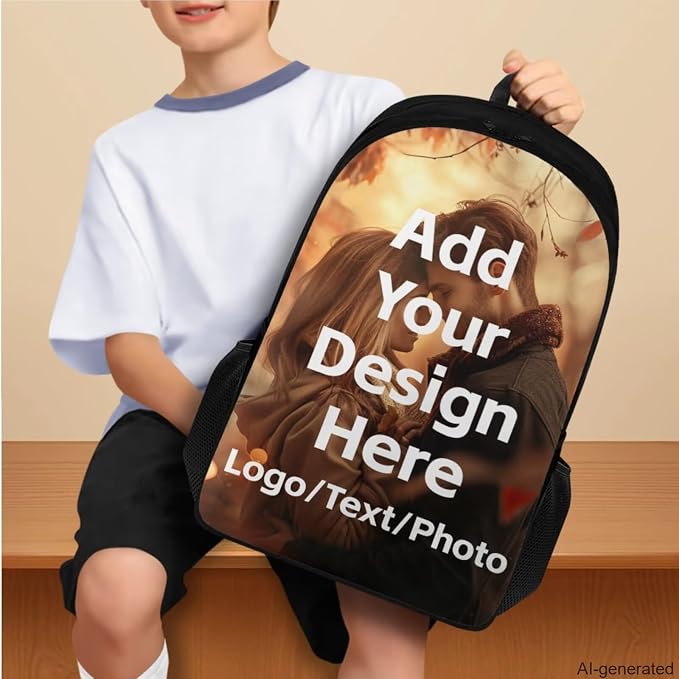 Customized Backpack for Girls Boys Backpack with Lunch Box Water Bottle Holder with Strap and Zipper Pencil Case 4PCS Set Bookbag with Compartments for School Teens 17 inch Sturdy School Bag - Image 3