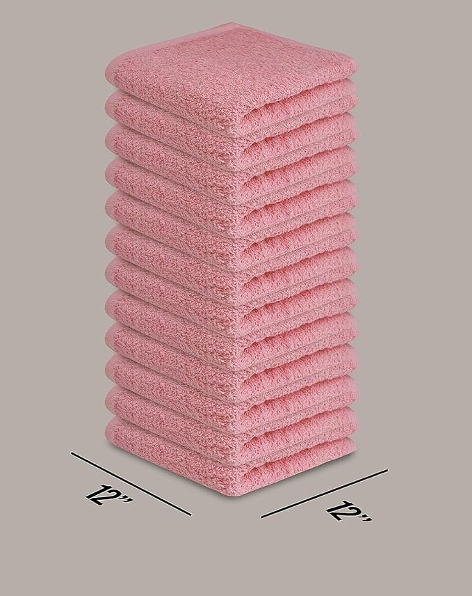100% Cotton Washcloths 60 Pack (12x12 Inches) Soft, Highly Absorbent Washcloth, Face Towels, Wash Cloths for Face, Ring Spun, Bulk Pack (Pink) - Image 3