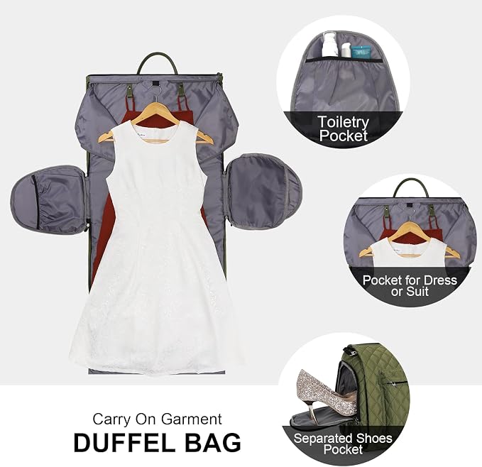 Convertible Rolling Garment Bag, Carry-On Duffle | 3-in-1 carry-on rolling duffle bag with wheels, suit carrier for overnight travel for both men and women - Image 3