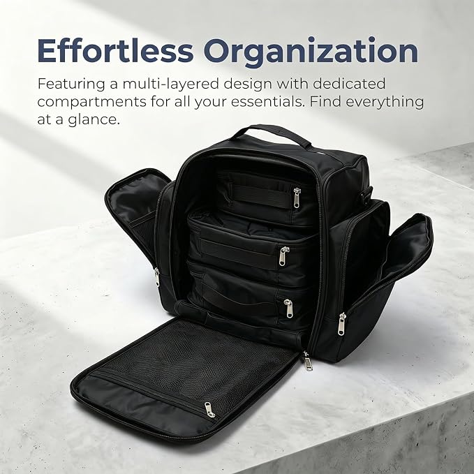 Multifunctional Travel Toiletry Bag With Jewelry Organizer,Portable Hanging Storage Bag With 4 Compartments,Large Capacity Makeup Case For Skincare & Bathroom Essentials (Black) - Image 4