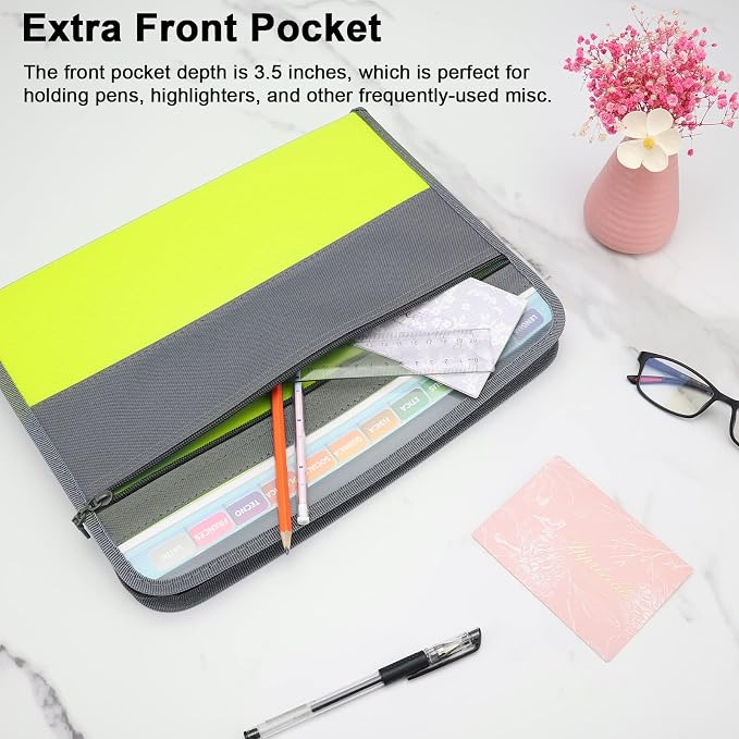 NAFY Expanding File Folder, 13 Pockets Document Organizer with Zipper, A4 Letter Size Portable Accordion Expanding File Folders with 27pcs Multicolor Labels for Home Office School Supplies (Green) - Image 4