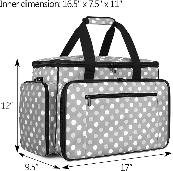 LUXJA Sewing Machine Case with Removable Padding Pad, Gray Dots | Travel Case for Most Standard Sewing Machines & Accessories, Bag Only - Image 6