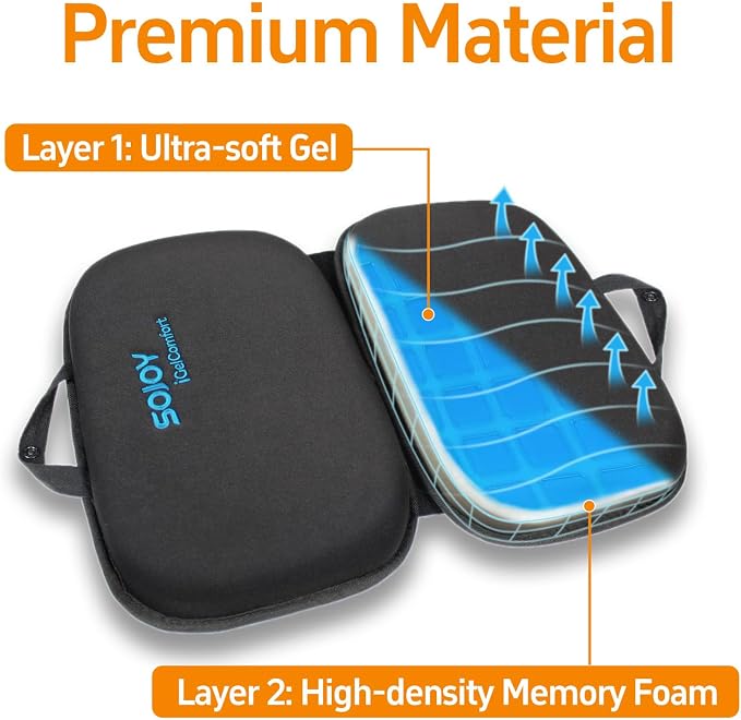 Sojoy iGelComfort 3 in 1 Foldable Gel Seat Cushion Featured with Memory Foam (A Must-Have Travel Cushion! Smart, Easy Travel Cushion) (Size: 18.5“ x 15" x 2") - Image 4