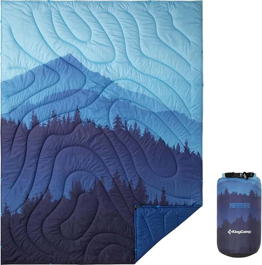 KingCamp Ultralight Camping Blanket, Packable Down Alternative Puffy Printed Wearable Blanket with Snap Buttons & Corner Loops Weatherproof Quilt for Outdoor Travel Stadium (78.7" x 57.1", Forest) by KingCamp