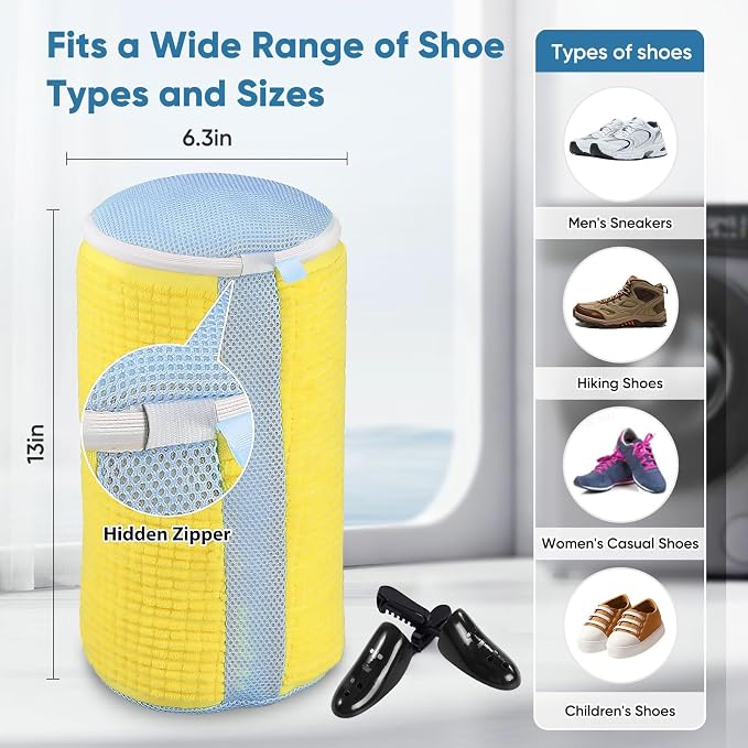 Teletrogy Shoes Laundry Bag Keep Shoes Clean, Shoe Wash Bag for Washing Machine, Durable Zipper Laundry Washing Bag, Sneaker Tennis Cleaner Kit Adjustable Shoe Trees - Home Dorm Travel Essentials - Image 6