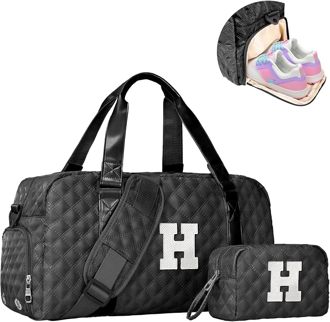 Elilier Duffel Bag, Girls Gift Bag Teens, Initial Travel Duffel Bag, Personalized Weekender Bag, Monogram Overnight Bag Gift for Grandmother,Tween Girls Gifts Daughter Gifts Niece Gifts, Mothers Gifts by Elilier