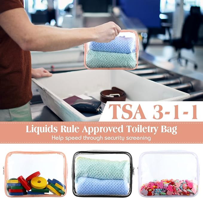 60 Pcs Clear Makeup Bags Bulk Travel Toiletry Bag 7 x 5.5 x 1.6 Inch PVC Zipper Pouch Waterproof Plastic Cosmetic Case Portable Organizer for Women Summer Bathroom (Classic Color) - Image 6