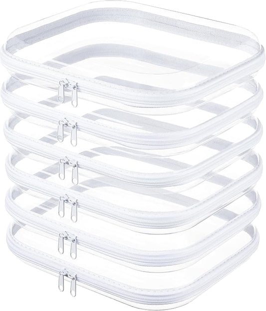 6-Pack Large Clear Hard Shell Zipper Pouches, Clear Zipper Bags, Hard Case Pouches for Purse & Diaper Bag Organizer,and Travel Essentials（6L） by WELPIRT