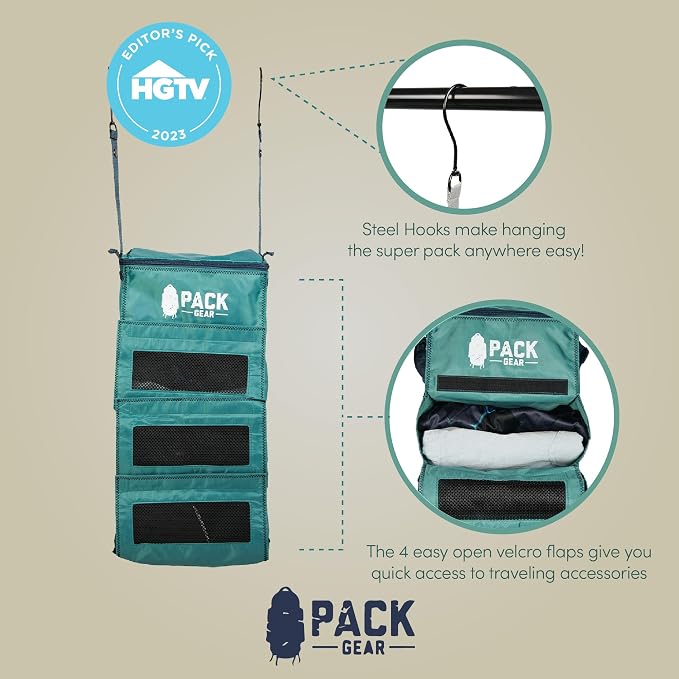 Pack Gear Hanging Luggage Organizer - Our Carry On Closet Insert Fits inside easily - Our Hanging Luggage Organizer Uses Velcro to Allow Instant Access to your Clothes (Mesh Green, Carry-On Size) - Image 7
