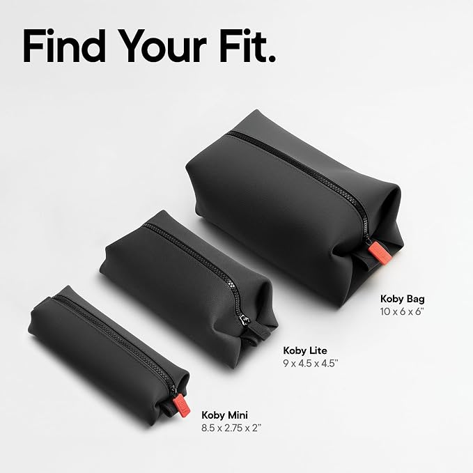 TOOLETRIES The Koby Dopp Kit, Premium Silicone Toiletry Bag for Men, Compact Leak-Resistant Travel Organizer with Heavy-Duty Zipper, Easy-to-Clean Grooming Bag – Original 10” x 6” x 6”, Charcoal - Image 9