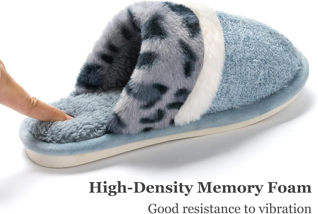 MAXTOP Womens Cozy Memory Foam Slippers Soft Warm Slip On Faux Fur House Slippers,Anti-Skid Rubber Sole,Creative Gifts for Women Mom Girlfriend