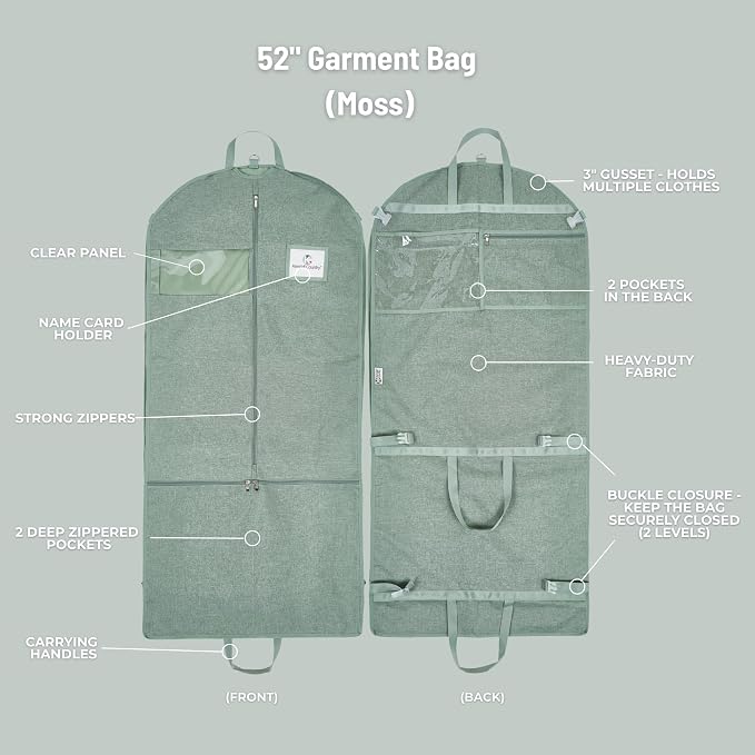 Premium Waterproof Hanging Garment Bag - 52 inch Clothes Bag with Gusset, 4 Pockets, Accessory Pouch & Side Zip for Dance Costumes, Skating, Theatre, Beauty Pageants, Cheer & More. - Image 2