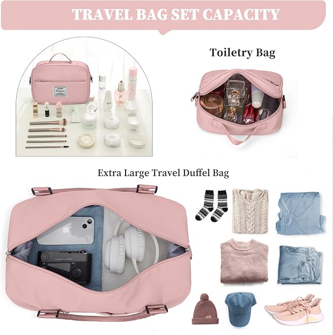 Weekender Bags for Women, Carry-On Overnight Travel Duffel Bag | Travel Bag with Shoes Compartment & Toiletry Bag, Extra Large - Image 2