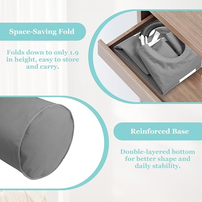 WOOHA 125L Large laundry basket,Collapsible laundry hamper, Tall Clothes Baskets Folding Washing Bin Foldable Fabric Hamper Bags for Bedroom, Closet,Bathroom,College,laundry bag,Darkgray - Image 6