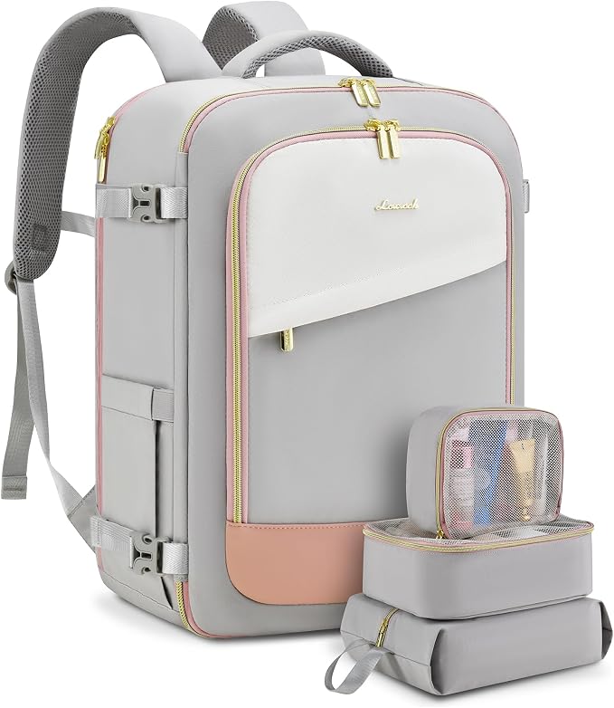 LOVEVOOK Travel Backpack for Women, 40L Carry On Backpack Flight Approved, Large Personal Item Bag Fits 17 inch Laptop, TSA Approved Luggage with 3 Packing Cubes,Waterproof Weekender Gym Essentials by LOVEVOOK