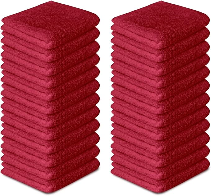 100% Cotton Washcloths 60 Pack (12x12 Inches) Soft, Highly Absorbent Washcloth, Face Towels, Wash Cloths for Face, Ring Spun, Bulk Pack (Burgundy) - Image 7