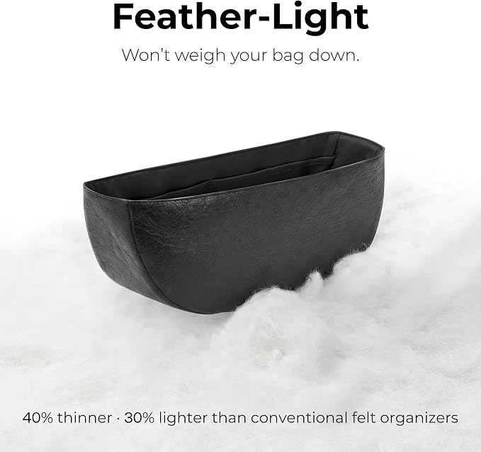 Purse Organizer Insert for Moon-Shaped Handbags (Small) — Compatible with Prada Arque Small | Lightweight Slim Curved Bottom Liner ——Size 15 (7.9" L x 4.9" H x 2.2" D) | Handcrafted DuPont™ Tyvek®, Precision 1:1 Custom Fit, Matte Black, Keep Bag Clean ... - Image 7