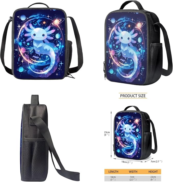 Axolotl Backpack with Lunchbox Kids Space School Bag and Lunch Bag Set for Boys 6-8 Large Capacity Bookbag/Lunch Box/Pencil Case/Water Bottle Holder, 4 Piece Solar System Planet Backpacks - Image 5