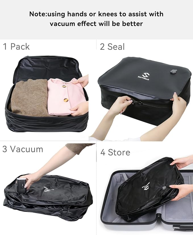 41L Travel Vacuum Bags with Pump, 180° Open,Compression Bags for Travel Luggage, Reusable IP67 Waterproof Vacuum Seal Packing Cubes for Carry On Suitcase and Backpack (3PC + Pump) - Image 4