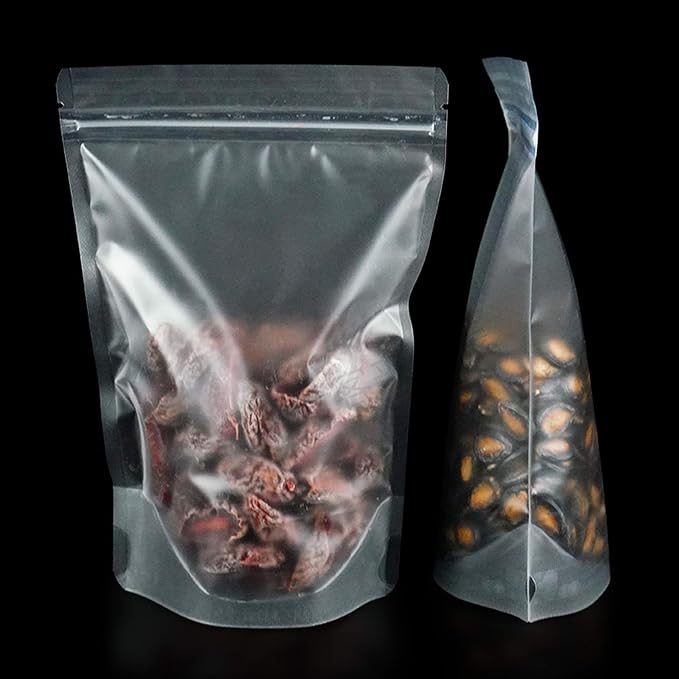 PABCK 100 Pcs 6.3x9.4 inch Resealable Stand Up Bags Matte Clear Zipper Lock Heat Seal Pouches with Tear Notch for Zip Food Storage Lock Packing - Image 5