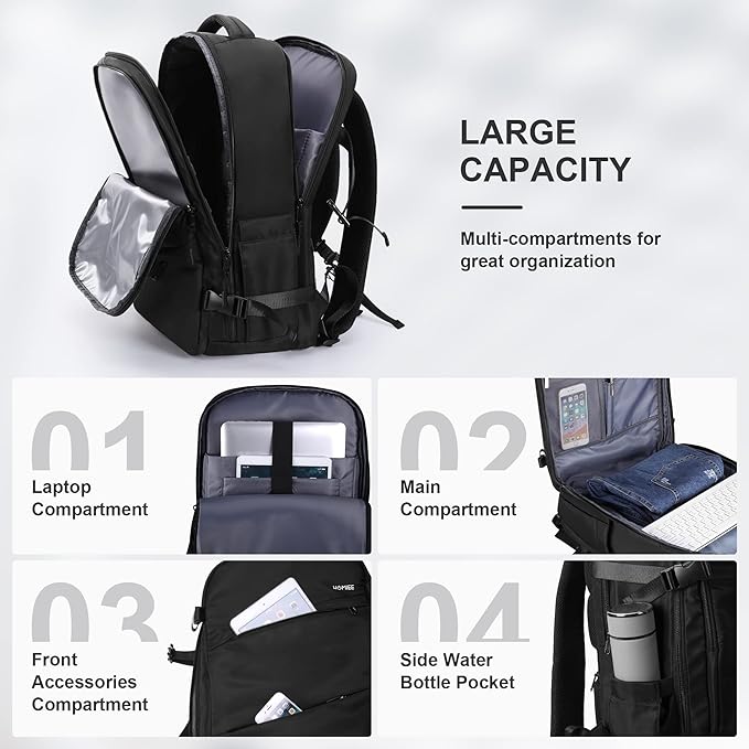 HOMIEE Travel Laptop Backpack for Men Women, Personal Item Carry On Bag | Dry Wet Separation Mochila de Viaje for Business Weekender Hiking Camping - Image 4
