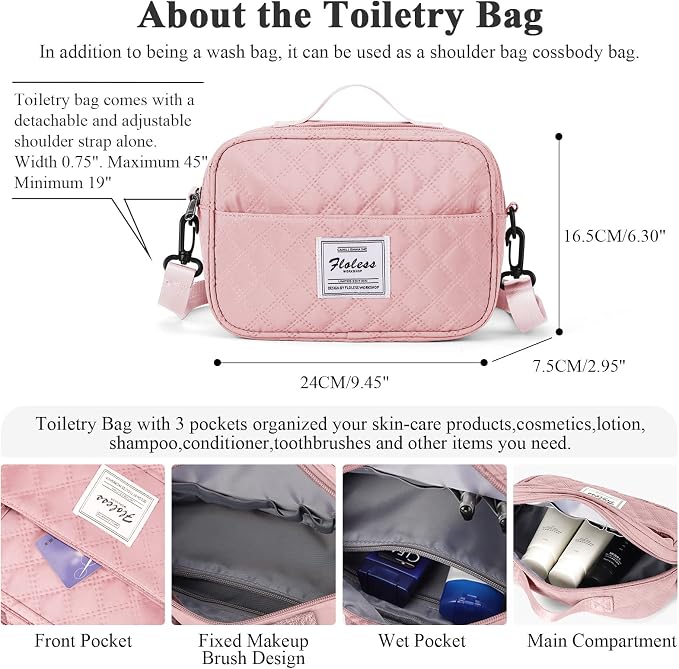 Weekender Bags for Women, Travel Duffel Overnight Carry on Bag with Toiletry Bag&Wet Pocket,Pink - Image 4