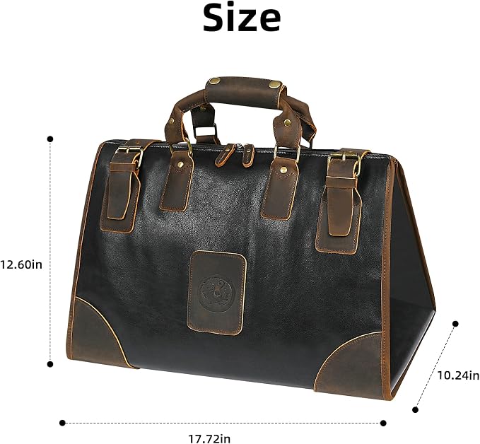 Water Resistant Canvas + Leather Travel Luggage Tote Duffle Gym Suitcase Weekender Overnight Bag For Men Male FB8151 (X-8151-Black) - Image 7