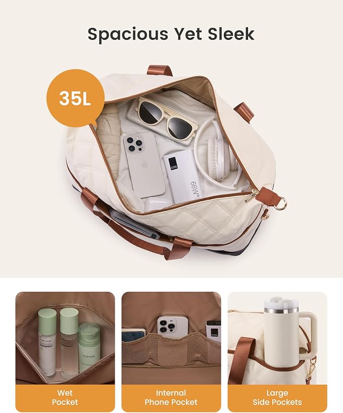 LOVEVOOK Travel Carry On Bag for Women, Lightweight Weekender Bags with Shoe Compartment, Wet Pocket, Hospital Overnight Bags for Women Labor Delivery, Personal Item Duffle Bag for Gym, Sport - Image 3