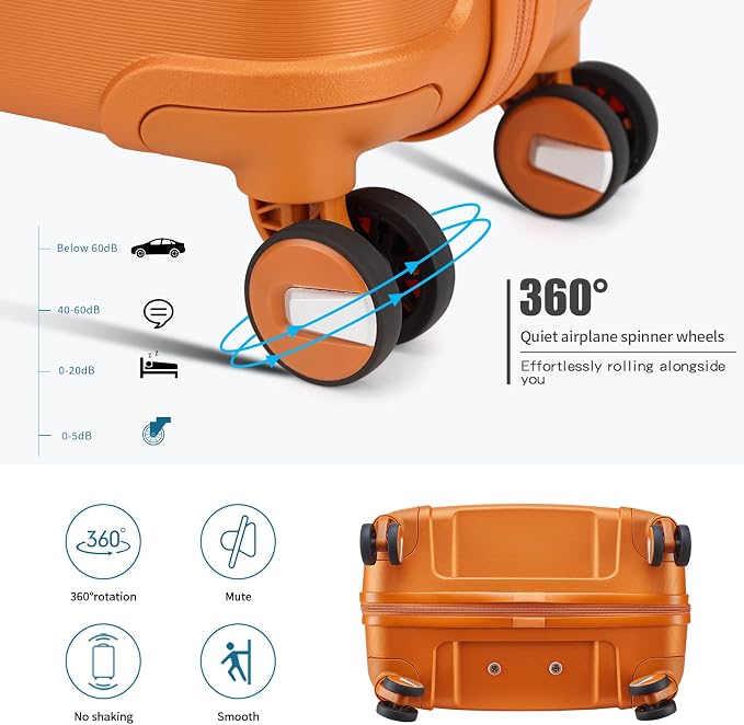 Somago 20-Inch Carry-On Suitcase with TSA Lock, Waterproof, Lightweight, Polypropylene, Sunset Orange, 5-Year Warranty - Image 5