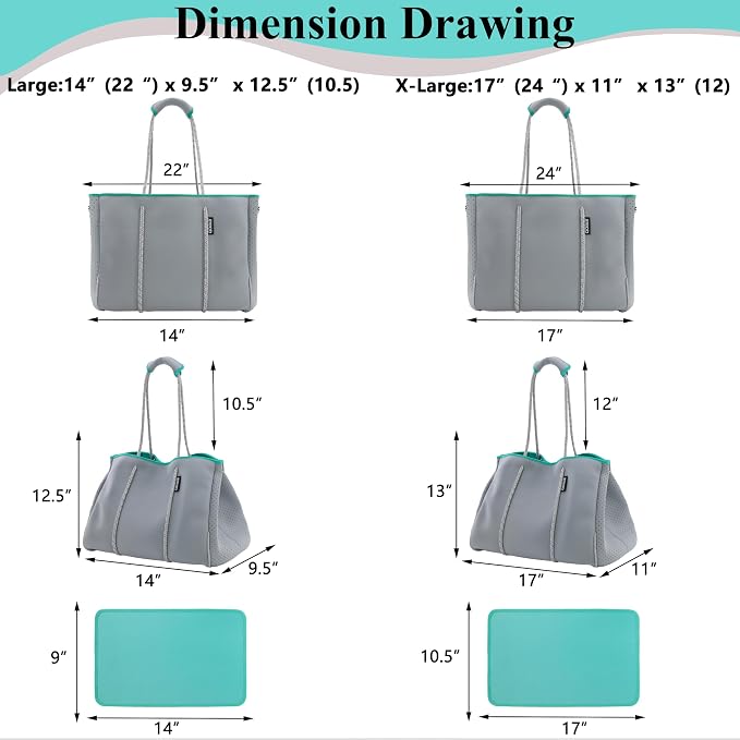 QOGiR Neoprene Multipurpose Beach Bag Tote with Inner Zipper Pocket … … … … - Image 2