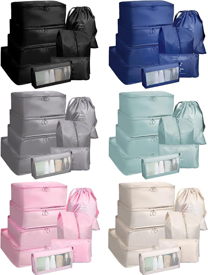 48 Set Packing Cubes Travel Luggage Organizers Set with Storage Shoe Bag, Clothing Bag for Women Men Essentials by Unteilti