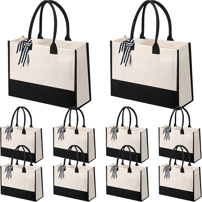 Silkfly 10 Pack Tote Bag for Women Gift Bags Canvas Tote Bag with Zipper Inner Pocket Birthday Bridesmaid Gifts for Women by Silkfly