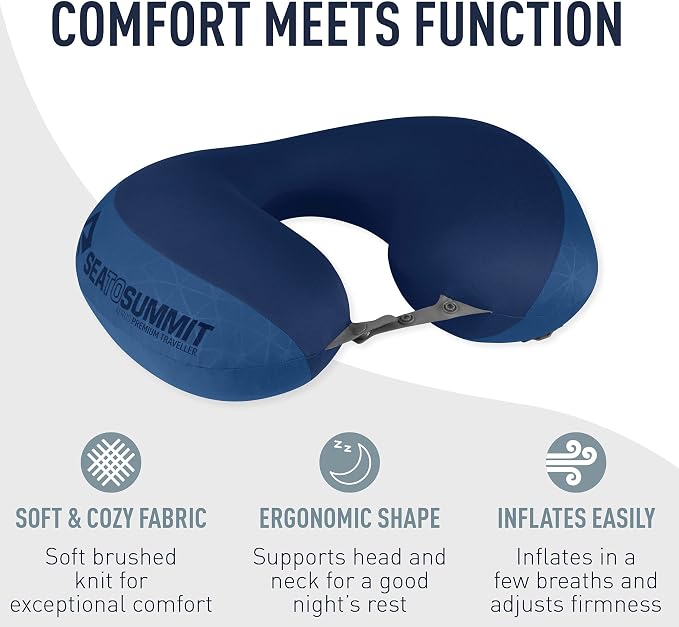 Sea to Summit Aeros Premium Traveller Inflatable Neck Pillow, Navy Blue - Image 6