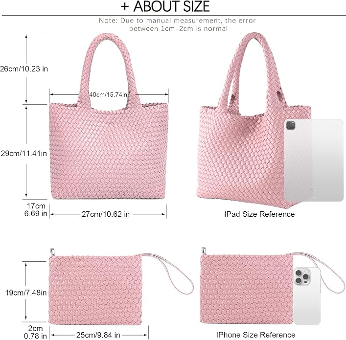 JINMANXUE Fashion Woven Bag Shopper Bag Travel Handbags and Purses Women Tote Bag Large Capacity Shoulder Bags - Image 4