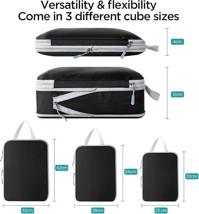 Cozary Organiser Packing Cubes Compression - 3 Piece Travel Set - High Quality Oxford Fabric & Lots of Storage Space - Travel Essentials Suitcase Organiser for Hand Luggage and Backpack - Image 2