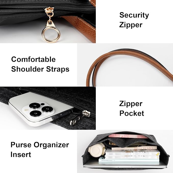 Tote Bag for Women with Purse Organizer Insert, Foldable Waterproof Nylon Bag for Travel, and Daily Use,Medium Size. - Image 7