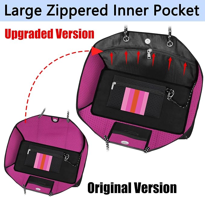 IBFUN Neoprene Bag, Large Multipurpose Beach Bag Neoprene Tote Bag with Inner Pocket for Women/Pool - Image 3