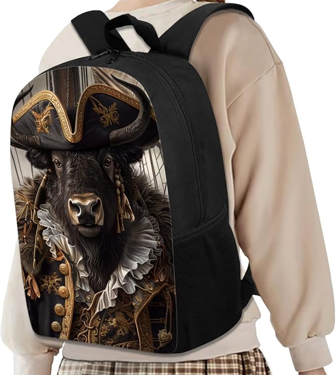 17 Inch Animal Print School Backpack And Lunch Box Set for Kids Lightweight Cool Unique Bison Backpack for Boys Girls Sturdy School Bag with Insulated Lunchbox Pencil Case Student Bookbag - Image 2