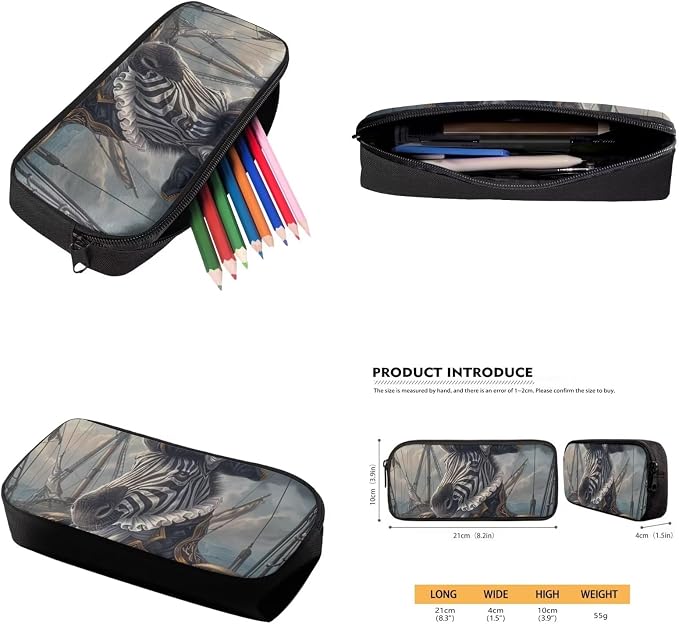 17 Inch Animal Print School Backpack And Lunch Box Set for Kids Lightweight Funny Pirate Zebra Backpack for Boys Girls Sturdy School Bag with Insulated Lunchbox Pencil Case Student Bookbag - Image 6